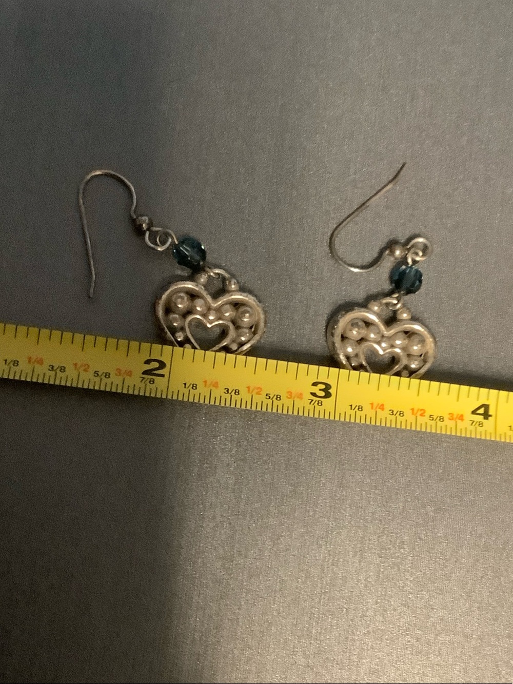 Brighton Silver Heart Filigree Earrings with Black Bead - Picture 2 of 2